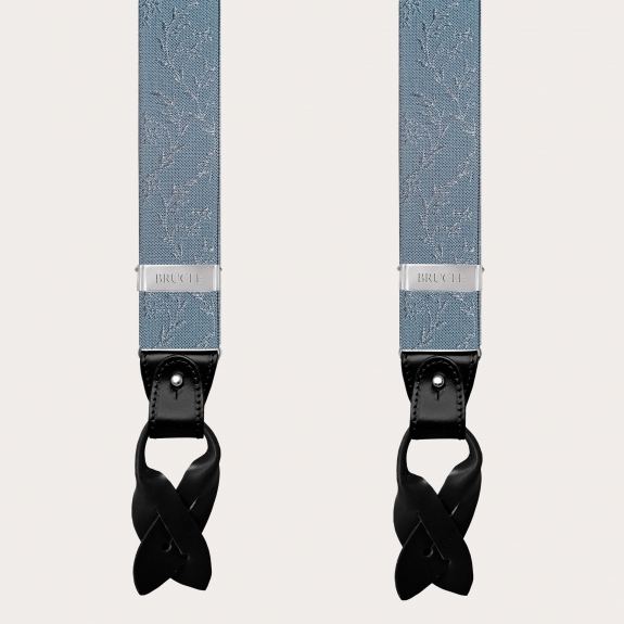 Y-shape formal suspenders for ceremonies, sugar paper blue with pearly accents