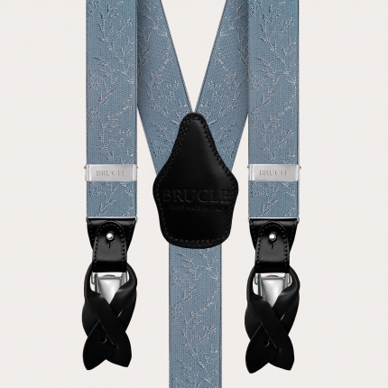 Y-shape formal suspenders for ceremonies, sugar paper blue with pearly accents