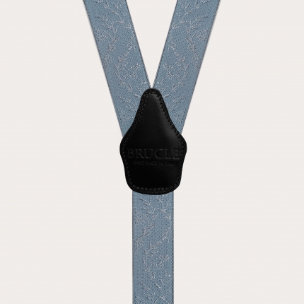 Y-shape formal suspenders for ceremonies, sugar paper blue with pearly accents