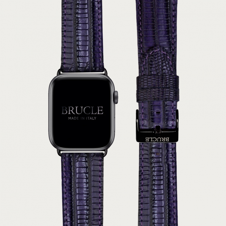 Cinturino in pelle stampata per orologio, Apple Watch e Samsung Galaxy Watch, viola