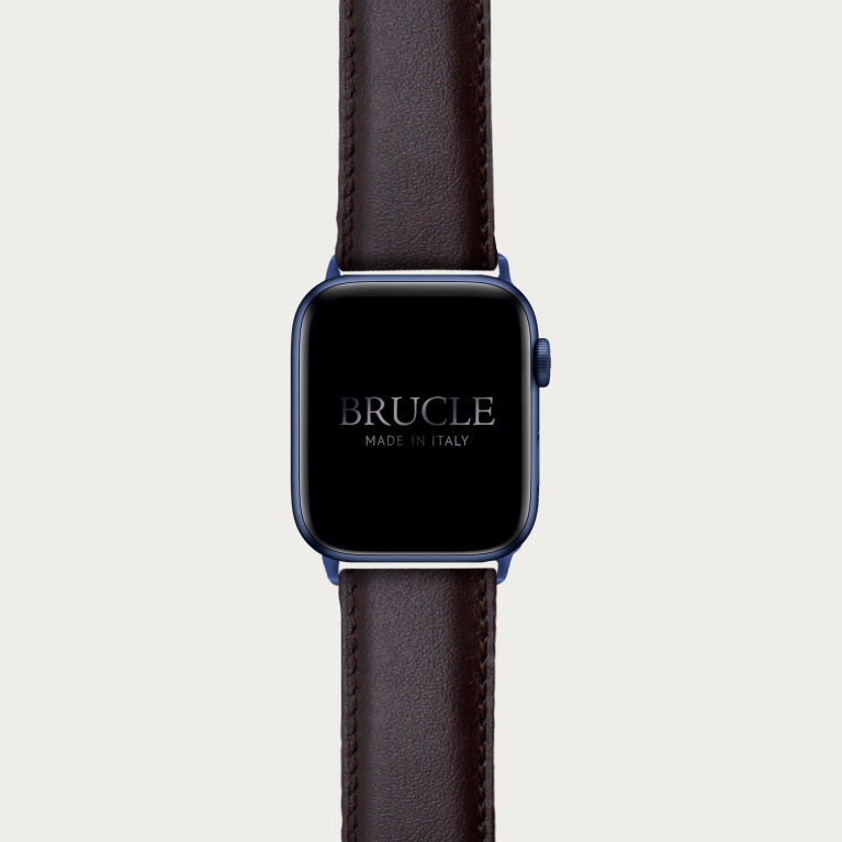 Bracelet en cuir compatible avec Apple Watch / Samsung smartwatch, brun foncé