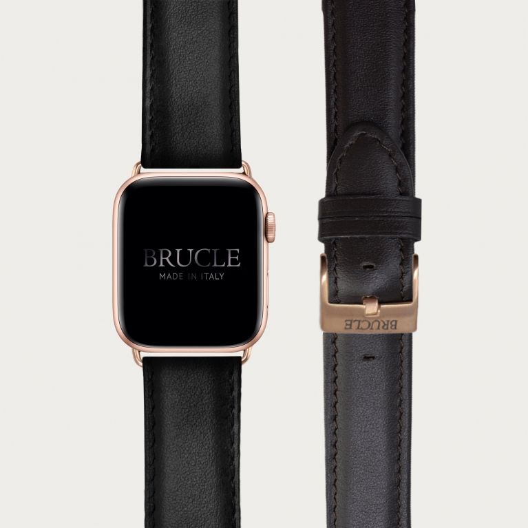 Bracelet en cuir compatible avec Apple Watch / Samsung smartwatch, noir