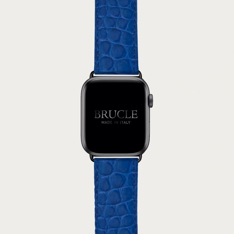 Cinturino color blue jeans in alligatore per orologio, Apple Watch e Samsung Galaxy Watch